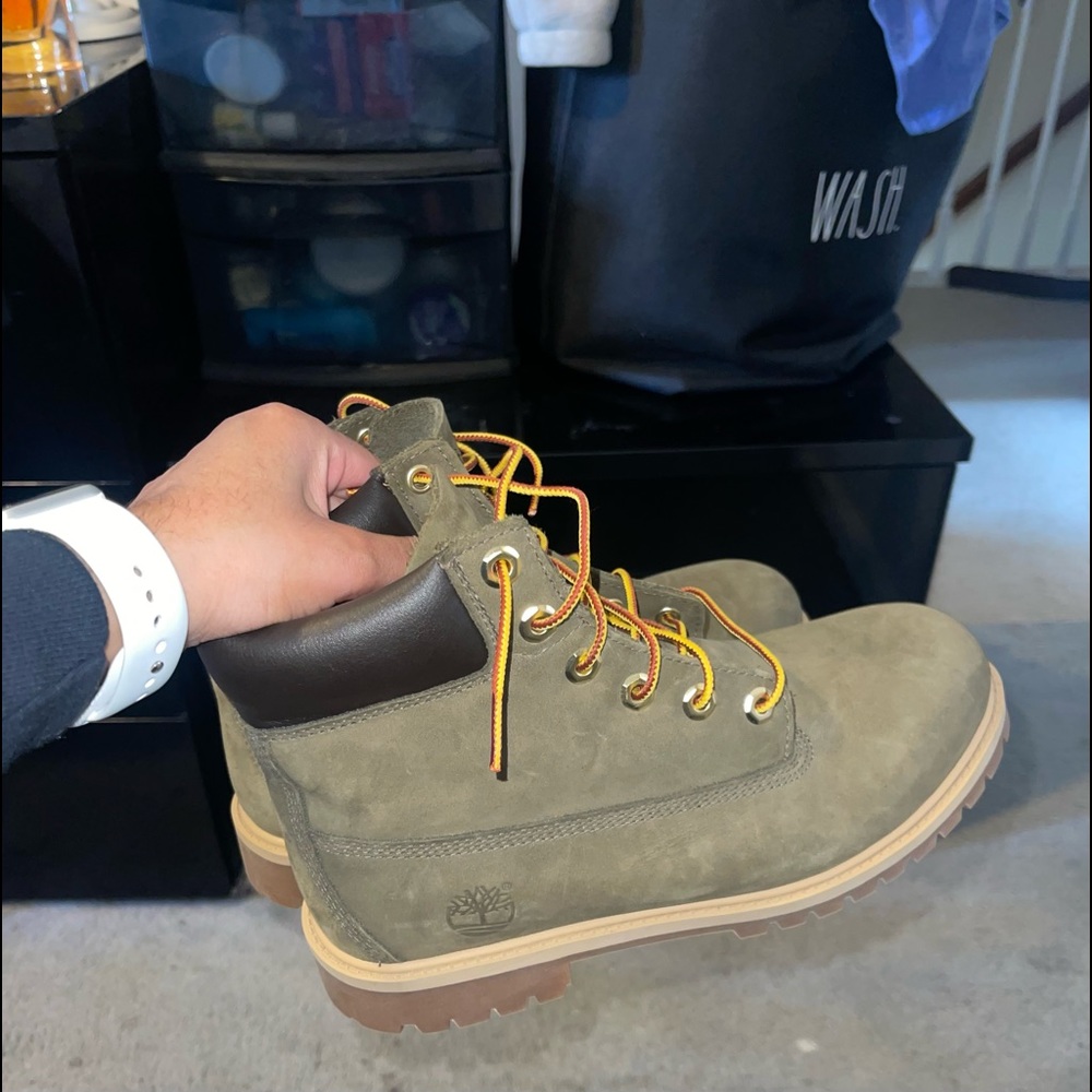 Green Timberland boots